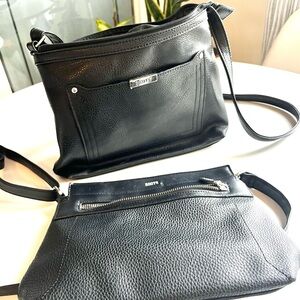 Roots Black Leather Crossbody Bags